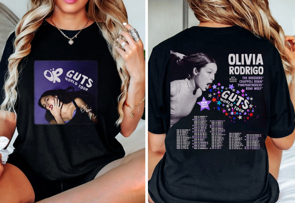 Olivia Rodrigo Guts Full Date Tour 2024 Black T-Shirt Gift Fans