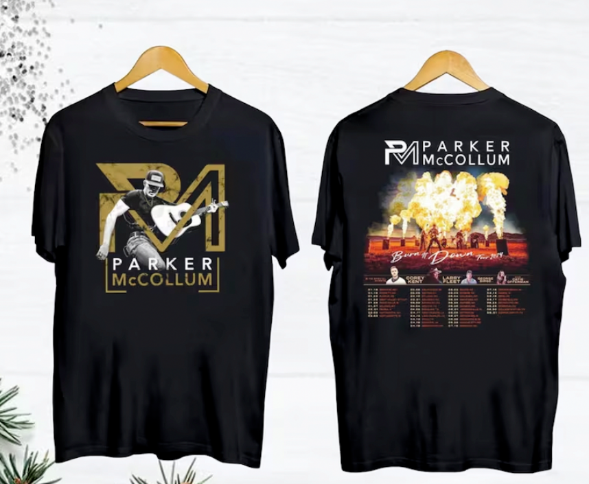 Parker McCollum Burn It Down Tour 2024 Black T-Shirt Gift For Fans