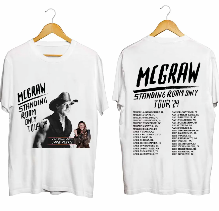 Tim McGraw 2024 Tour Standing Room Only T-Shirt White Gift For Fans Music