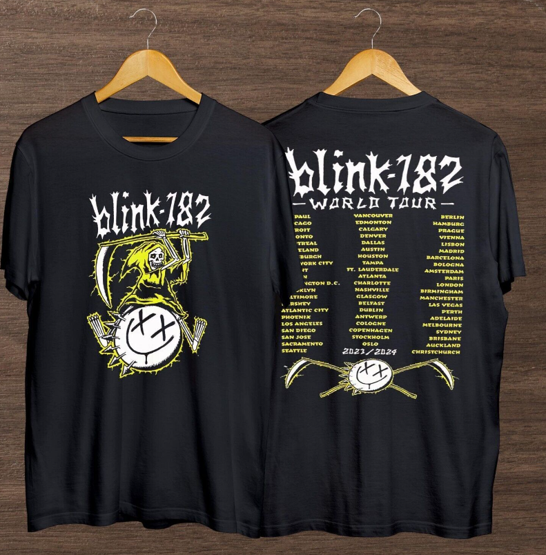 Vintage Blink-182 World Tour 2024 Music Concert Tour T-Shirt