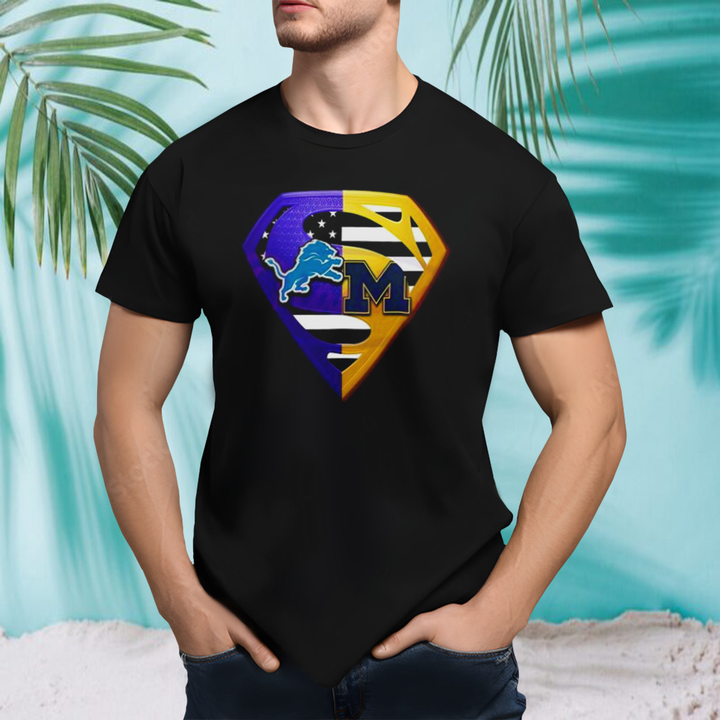 Diamond Detroit Lions And Michigan Wolverines Superman Logo shirt