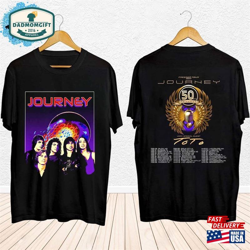 Journey Freedom Tour 2024 Shirt With Toto Concert Band Fan Hoodie T-Shirt