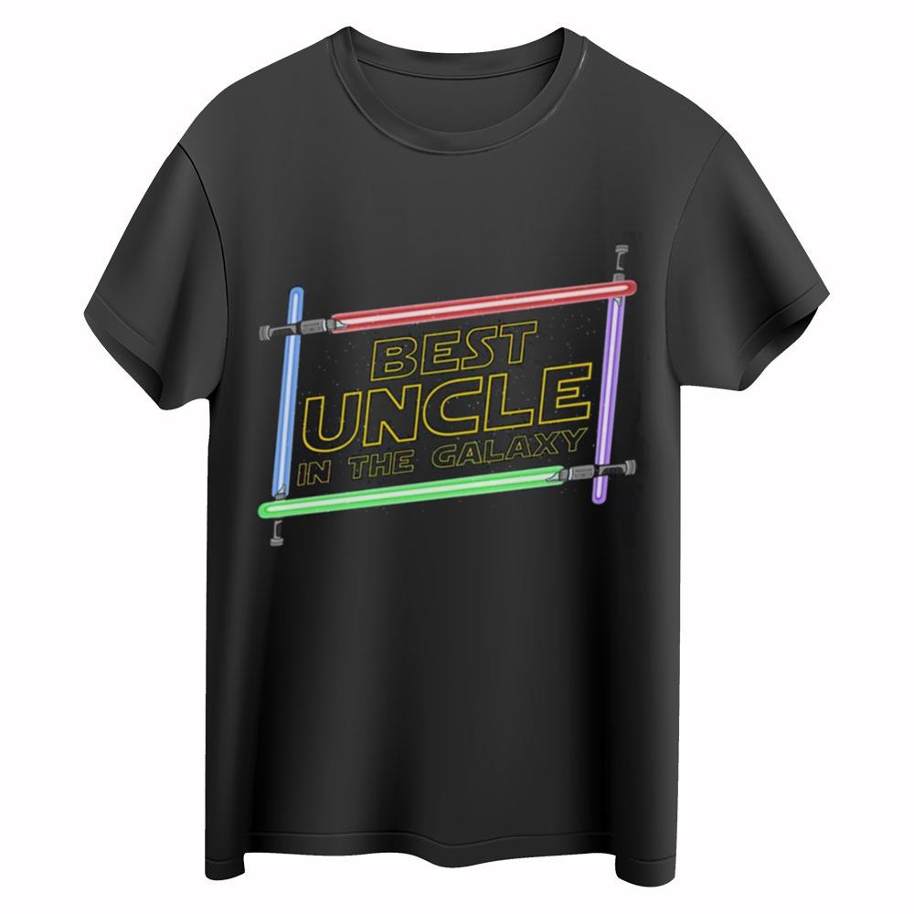 Personalized Star Wars Lightsaber Best Uncle In The Galaxy Shirt, Father_s Day T-shirt