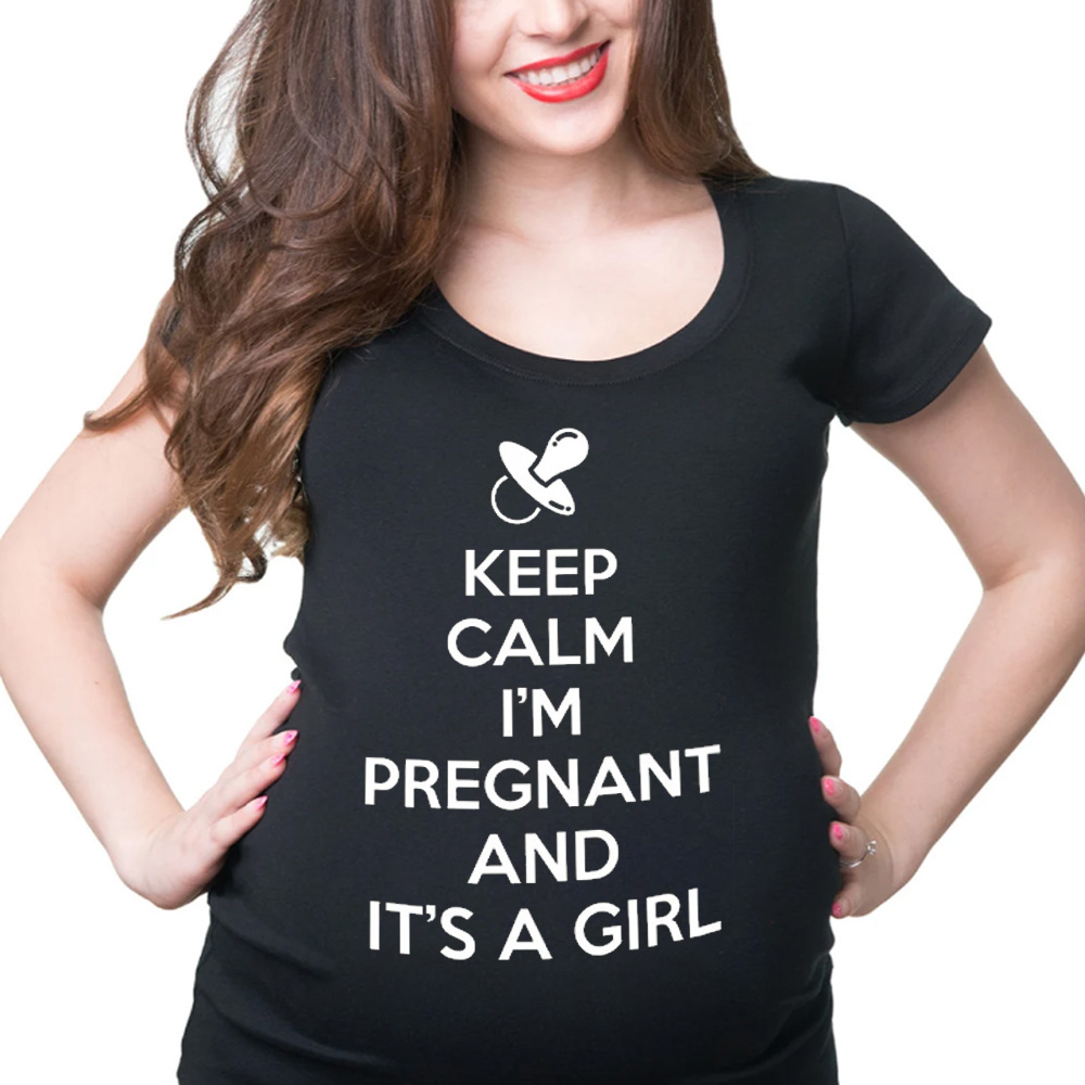Pregnancy Outfit Gender Reveal Party T-shirt Its A Girl Maternity T-shirt