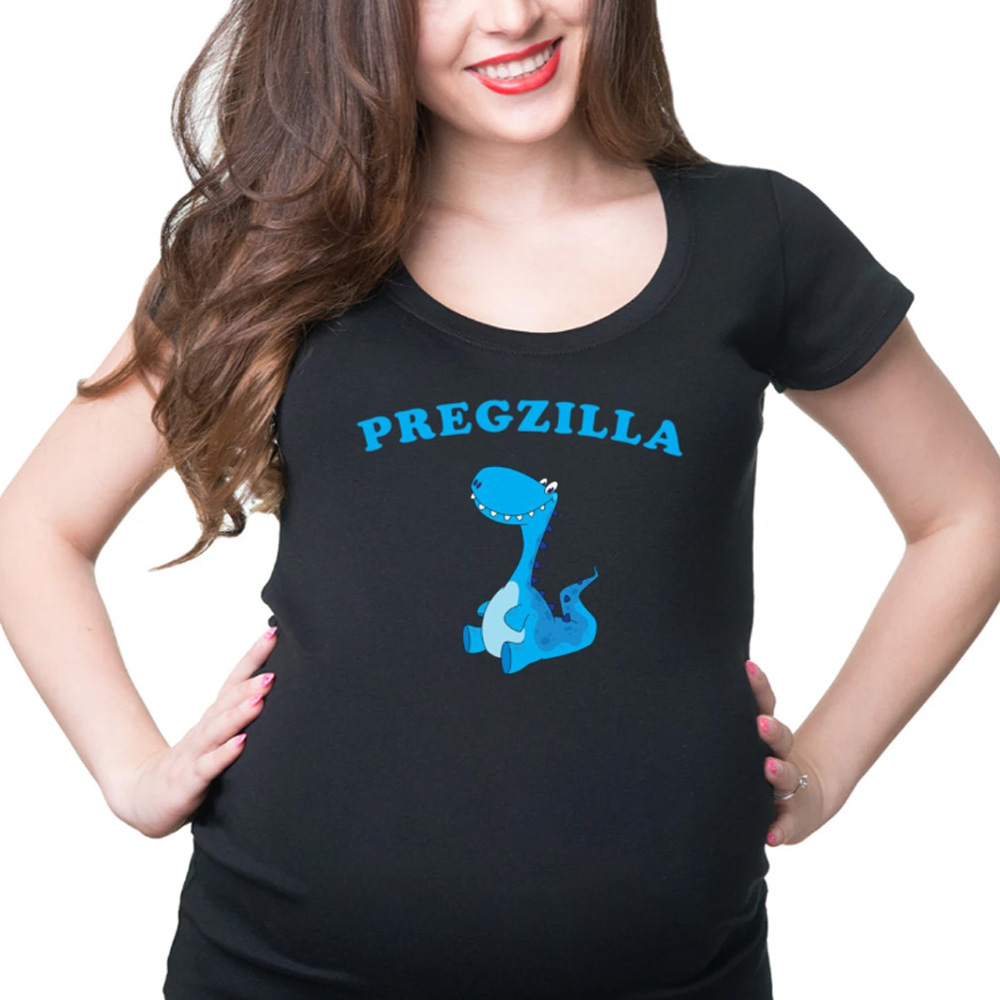 Pregzilla Blue T-Shirt Funny Maternity T-shirt Gift Foe Wife Tee Shirt