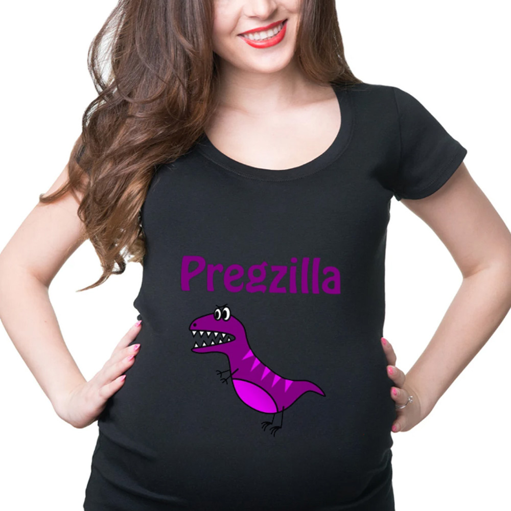 Pregzilla Violet Maternity Funny T-Shirt Pregnancy Shirt Maternity Tee Shirt