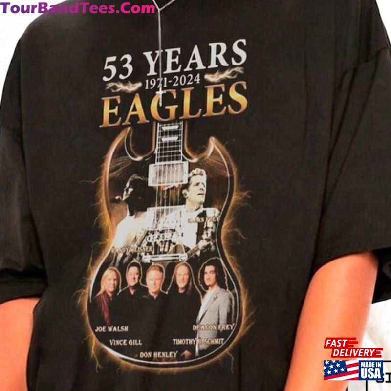 The Eagles Guitar Band 53 Years 1971 2024 Signatures Shirt Tee Classic Unisex