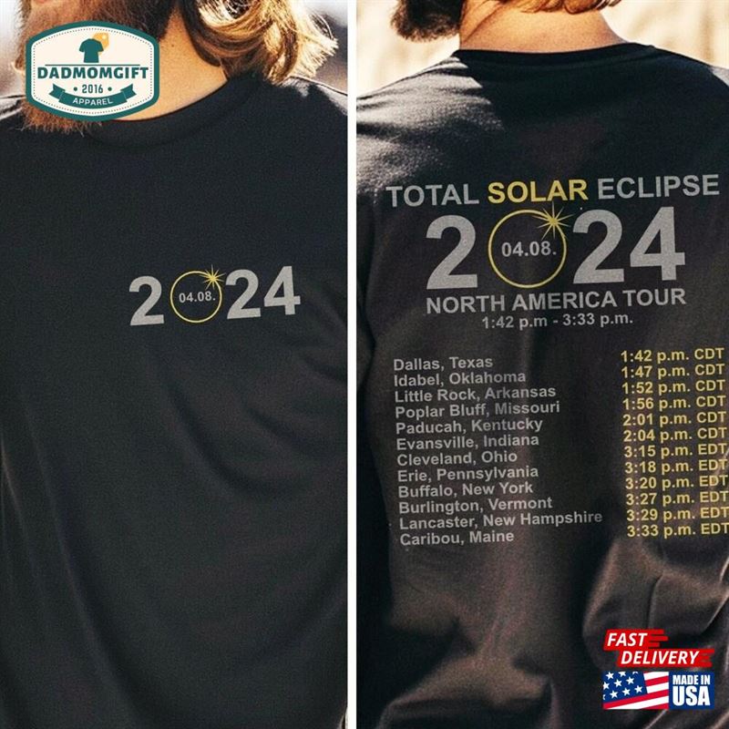 Total Solar Eclipse T-Shirt 2024 April 8 Path Of The North American Tour Men Sweatshirt Unisex