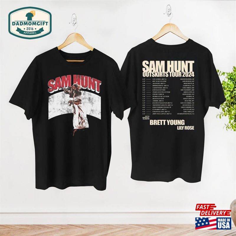 Vintage Sam Hunt 2024 Outskirts Tour T-Shirt Concert Merch Graphic Shirt Classic Unisex