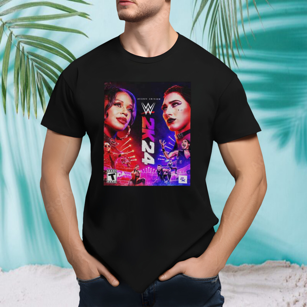 WWE2K24 Deluxe Edition Two Groundbreaking Superstars One Historic Cover Rhea Ripley And Bianca Belair T-Shirt
