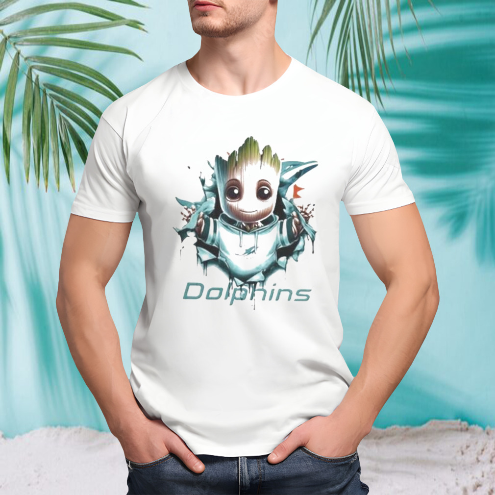 Miami Dolphins Baby Groot Blood Inside Me Shirt