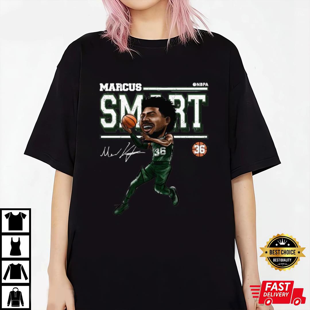 Marcus Smart Kids T-shirt Boston Basketball Marcus Smart Cartoon Wht