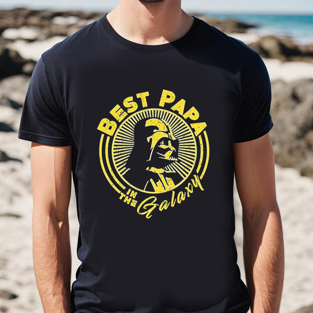 Men_s Star Wars Darth Vader Best Papa in The Galaxy Sun T-Shirt