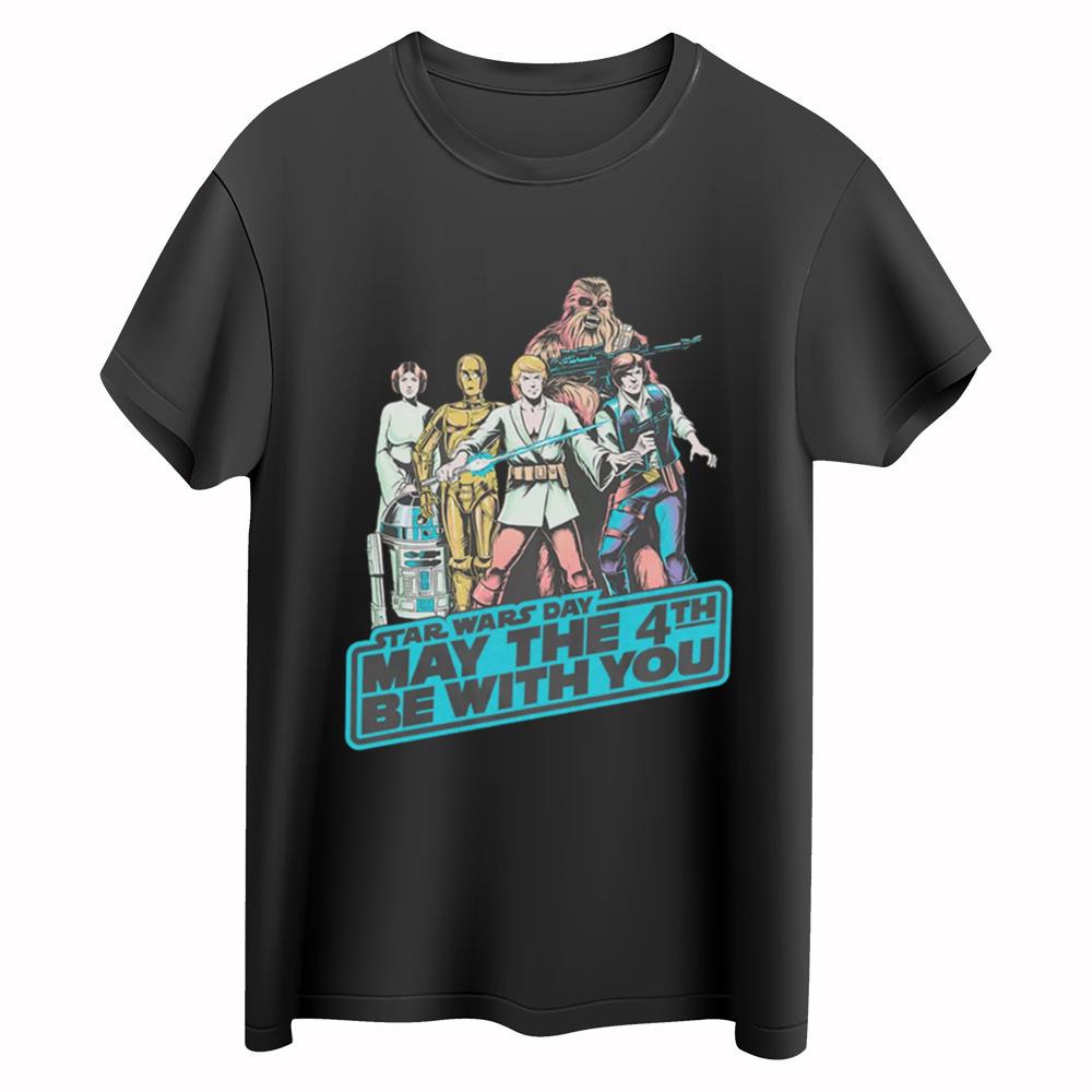 Men_s Star Wars May The Forth Be With You Cartoon Heroes Tee