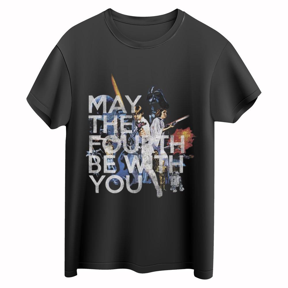 Men_s Star Wars May The Fourth Be With You Vintage Character Collage T-shirt