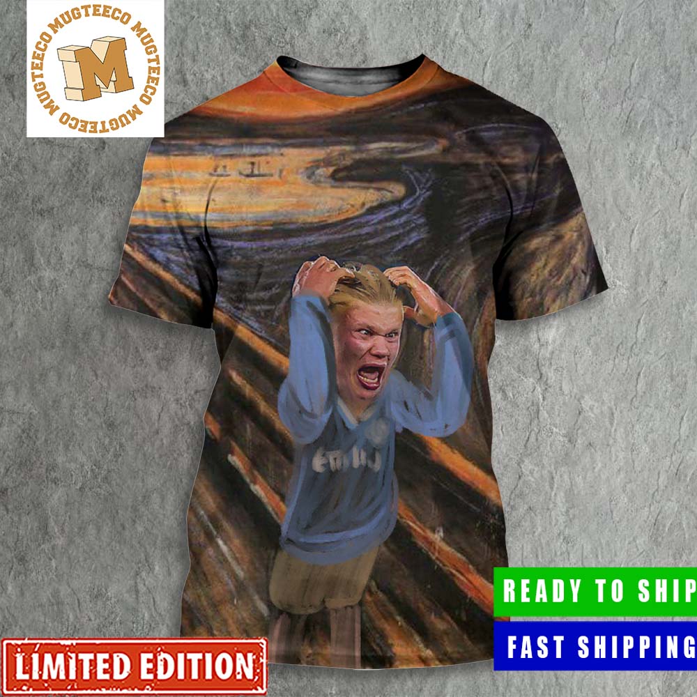 Erling Haaland The Scream Art Funny Meme Poster All Over Print Shirt
