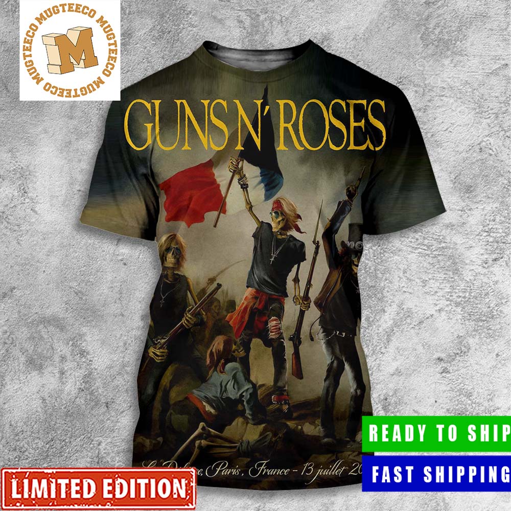 Guns N Roses La Defense Paris France 13 Juillet 2023 Summer Tour Poster All Over Print Shirt