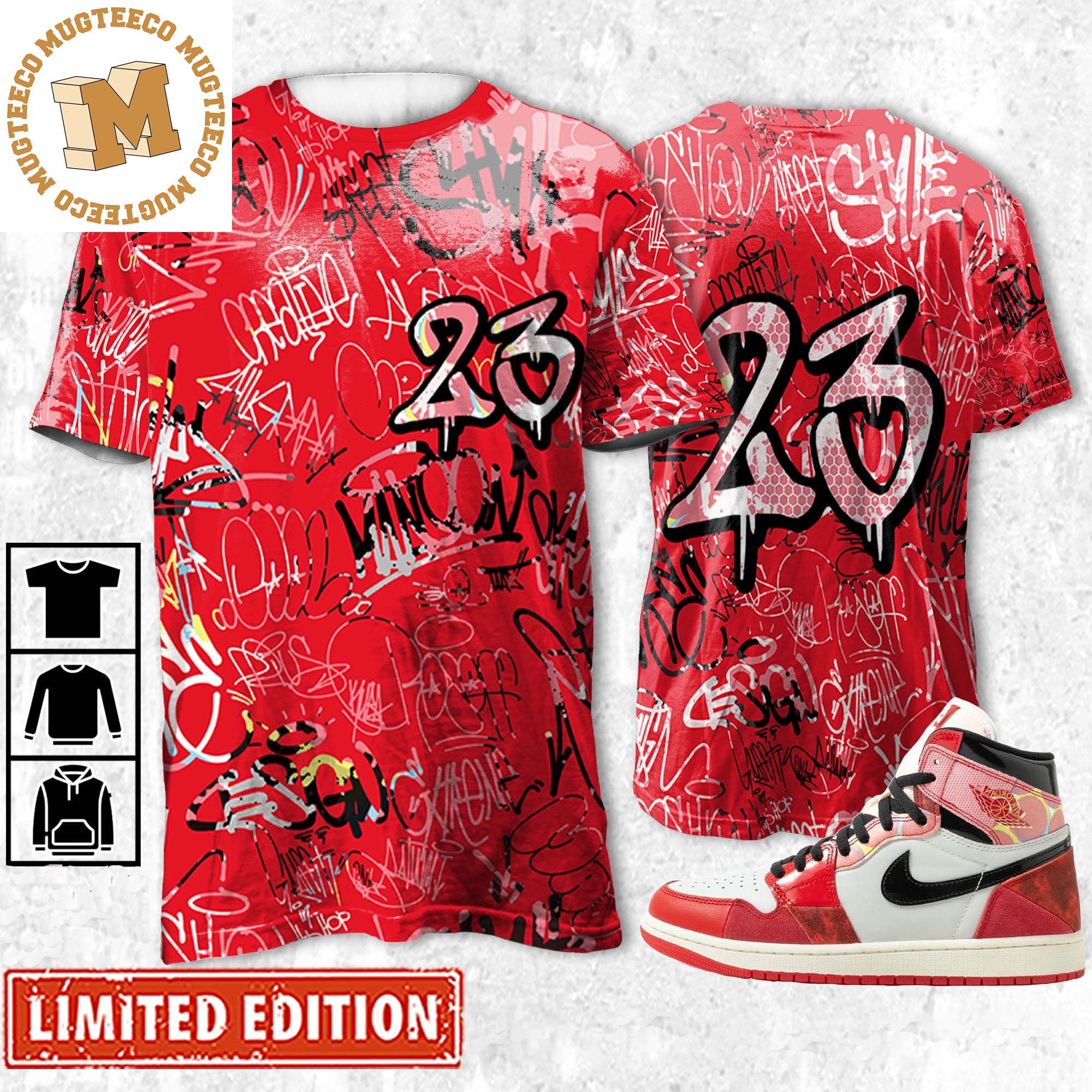 Jordan 1 Spiderman Across the Spider Verse Matching All Over Print Shirt