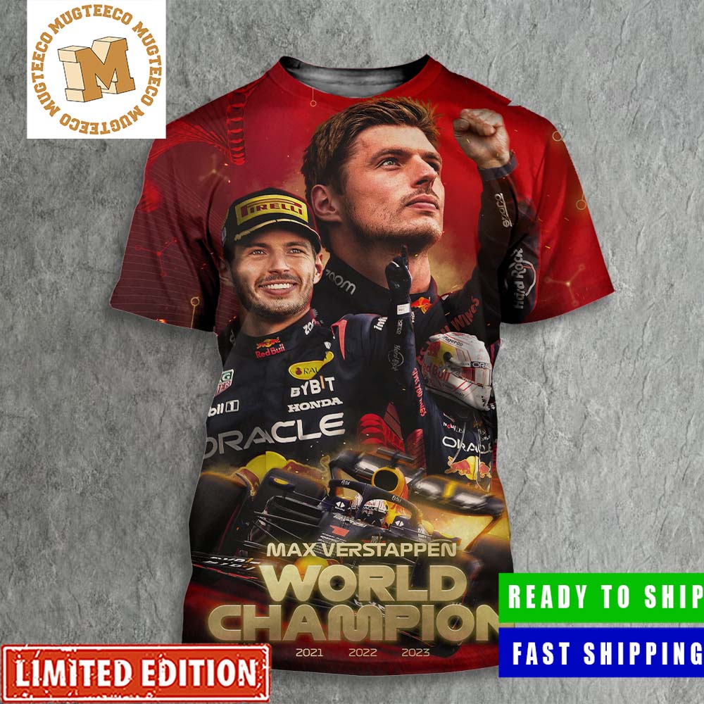 Max Verstappen Three-Time World Champion Official F1 Poster All Over Print Shirt