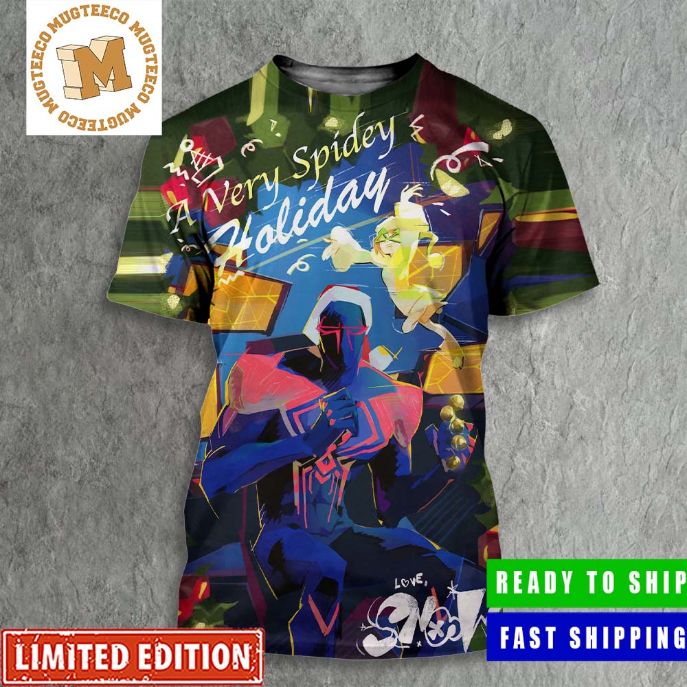 Miguel O_Hara Updated Version Of The Iconic A Very Spidey Christmas Poster By Snow All Over Print Shirt