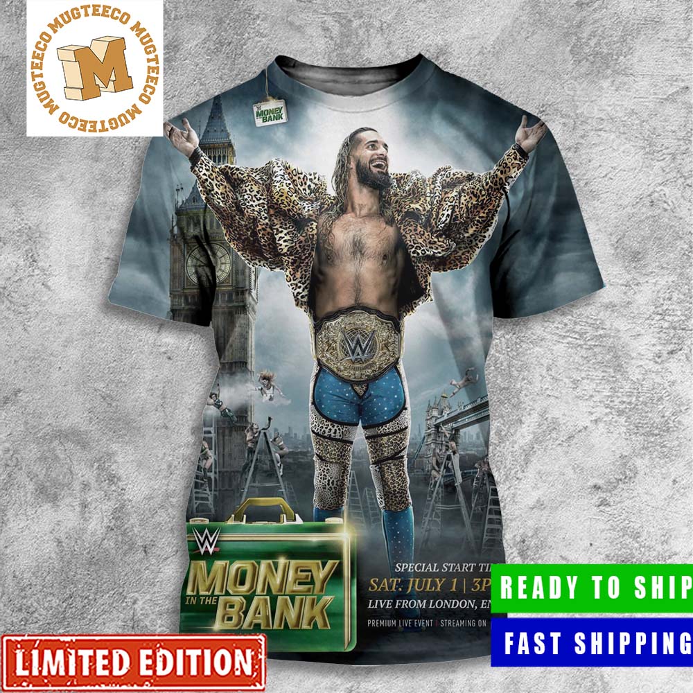 Seth Rollins WWE Money In The Bank 2023 London Official Poster All Over Print Shirt