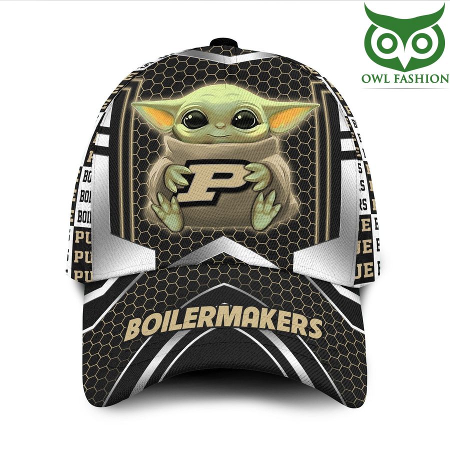 Baby Yoda NCAA Custom Name Purdue Boilermakers Luxury 3D Cap