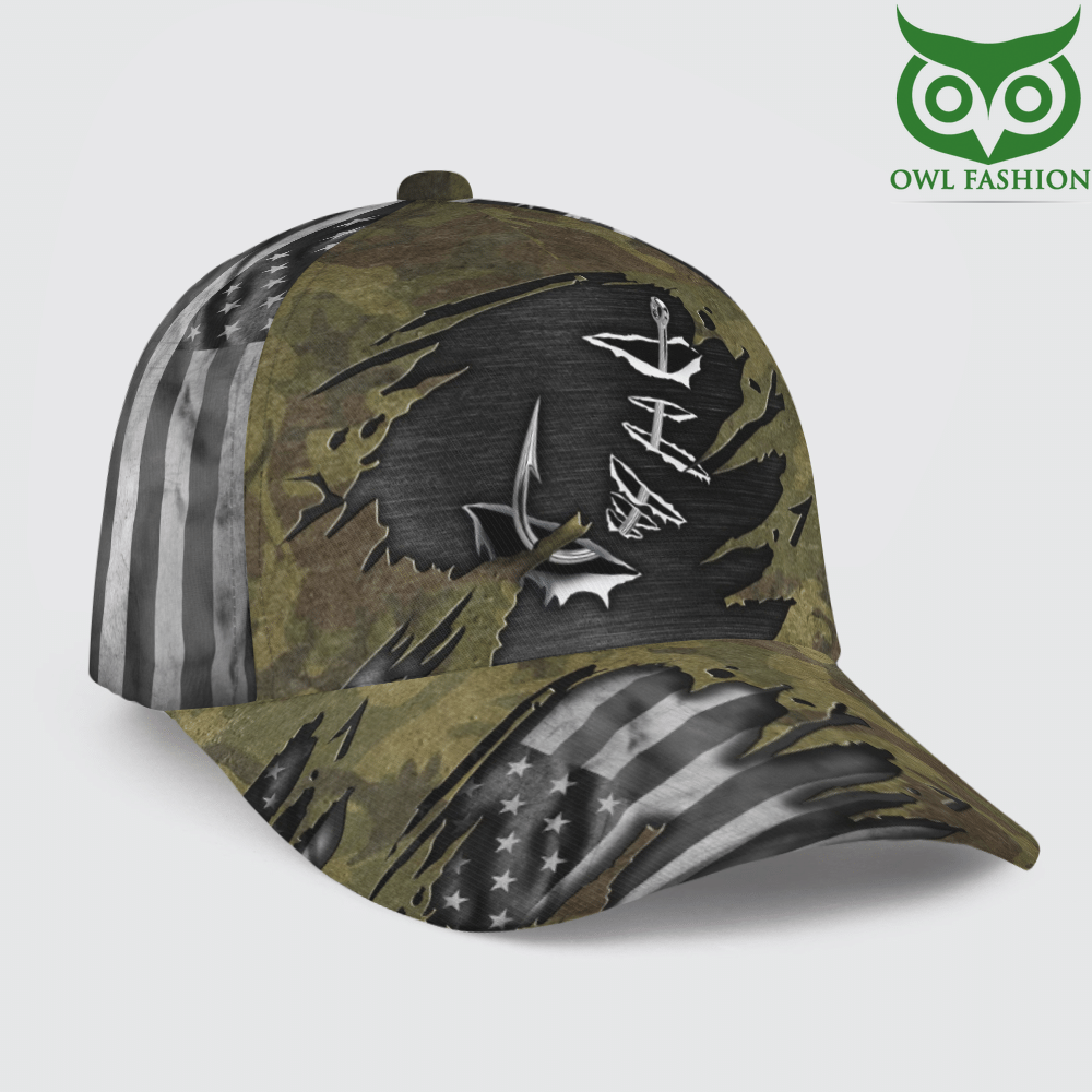 Black Flag Metal Fishing Camo Full Printed 3D Cap