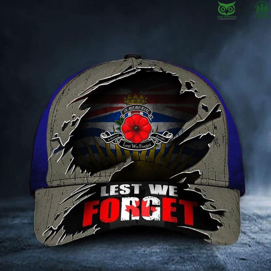 British Columbia Lest We Forget Poppy Canada Honor 3D Classic cap