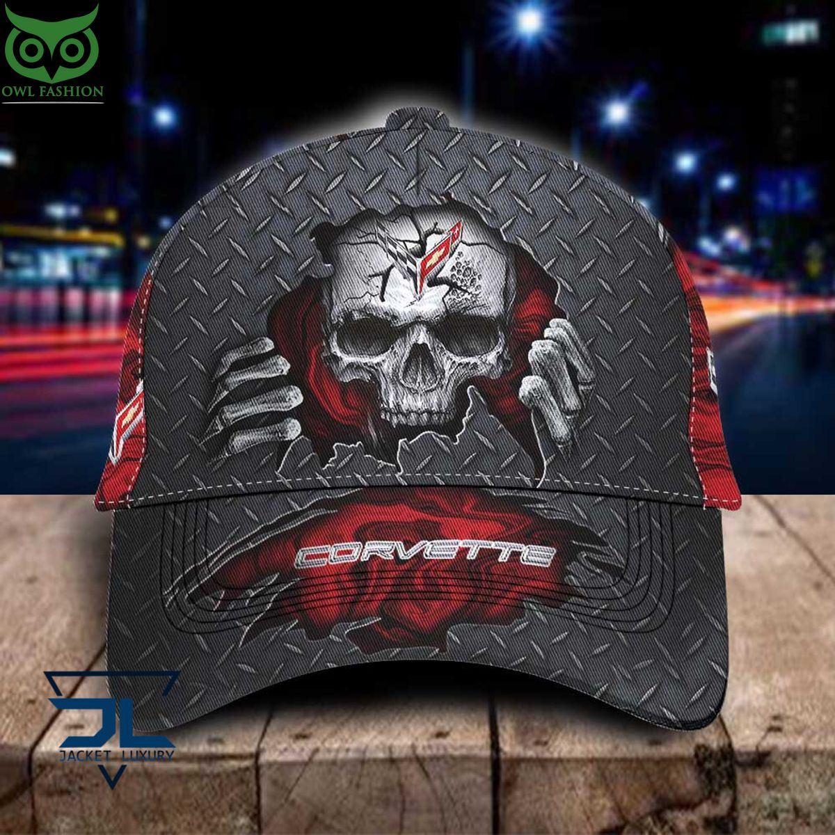 Chevrolet Corvette Car Skull Metal Classic Cap