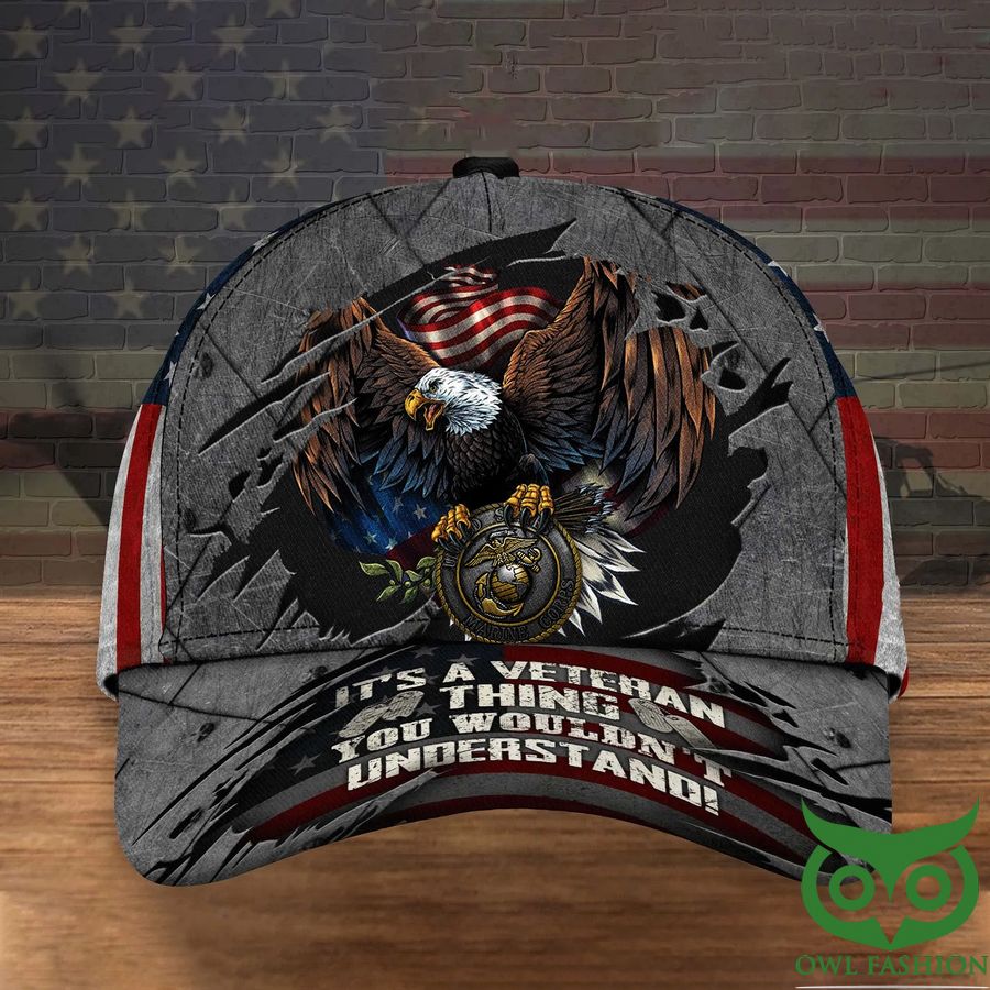 Eagle Marine Corp Classic Cap It_s A Veteran Thing You Wouldn_t Understand USA Flag USMC Gifts For Vet