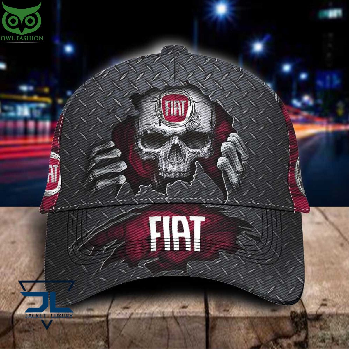 Fiat Car Skull Metal Classic Cap