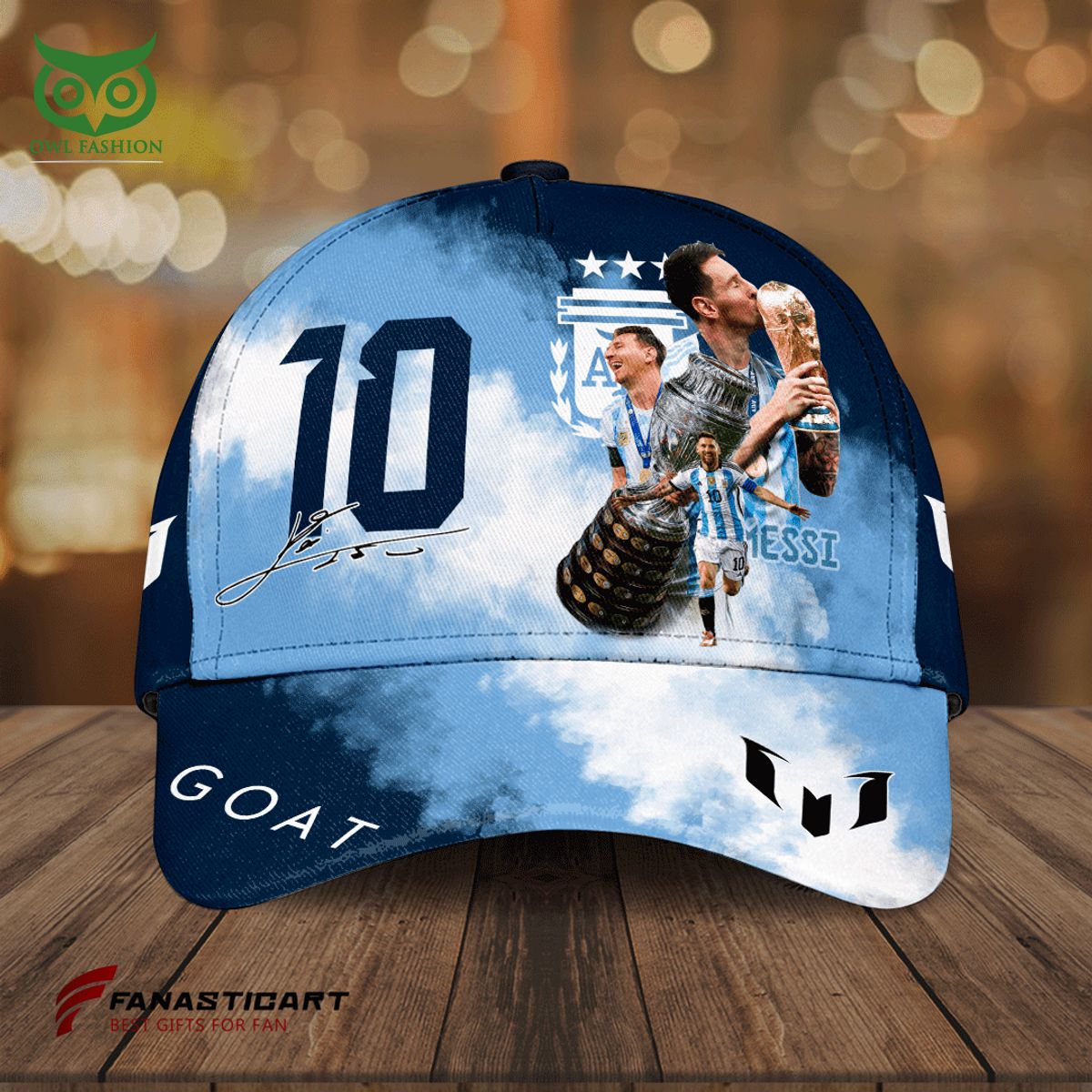 Leo Messi Kissing Golden Cup GOAT Classic Cap