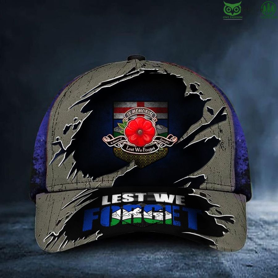 Lest We Forget Poppy Alberta Flag Retro Honor Canadian classic cap