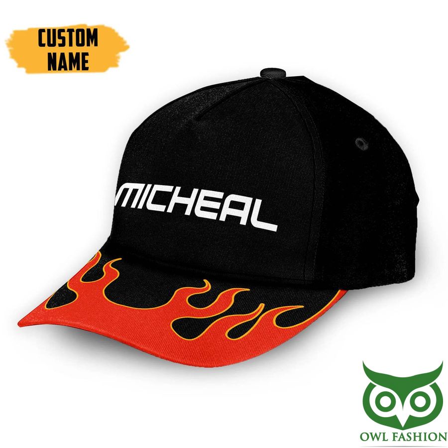 3D AOP Hot Rod Retro Flame Custom Name Cap