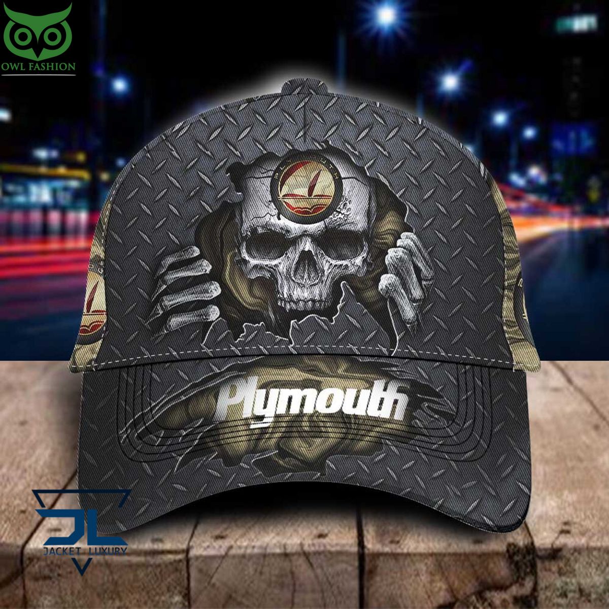 Plymouth Car Skull Metal New Classic Cap