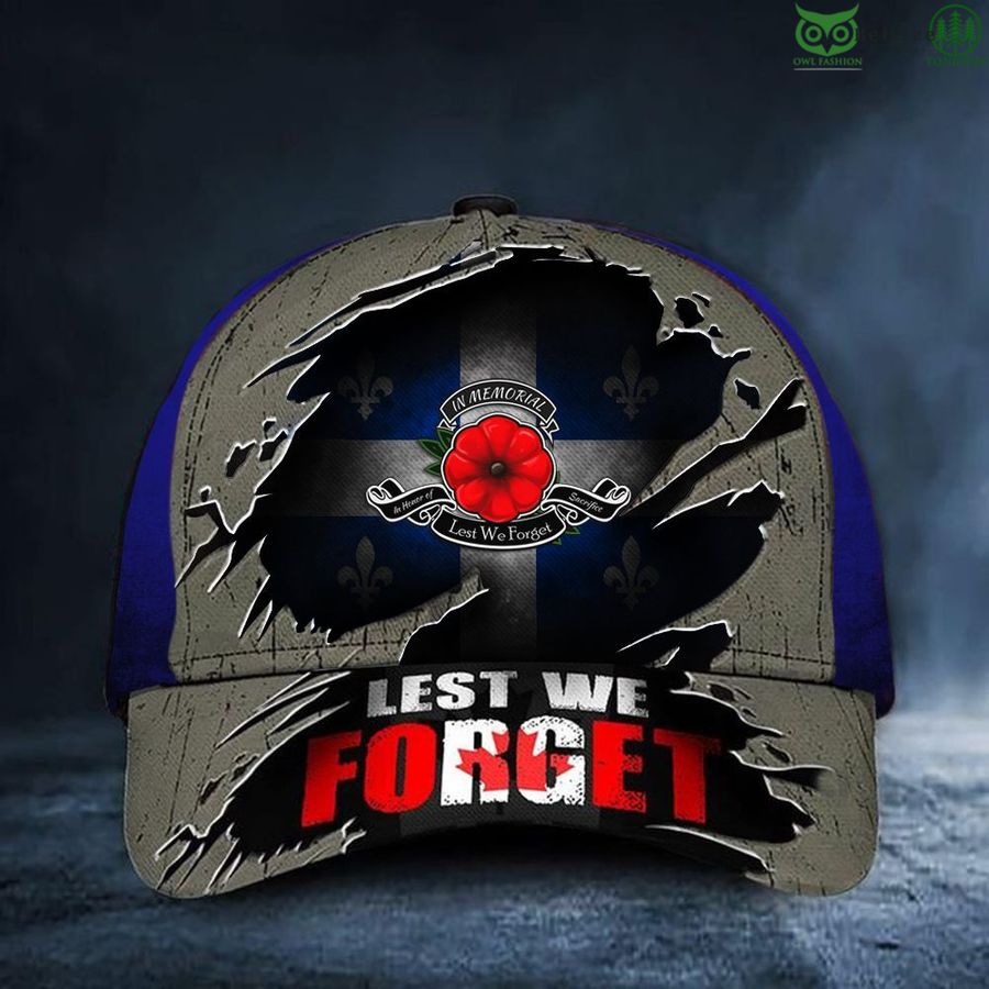 Quebec Poppy Lest We Forget Hat Canada Quebec Veterans classic cap