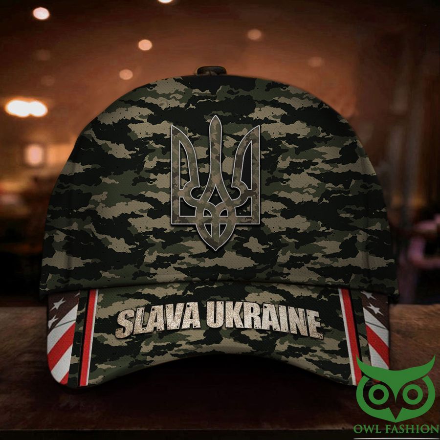 Slava Ukraini Camo American Flag Classic Cap