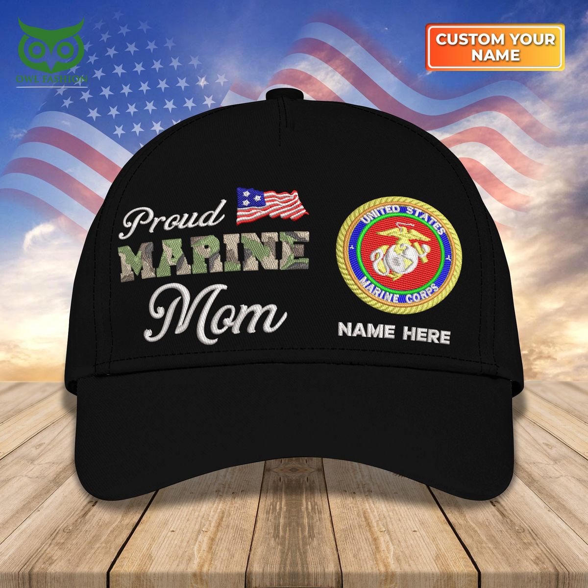 U.S Armed Force Proud Marine Mom Personalized 3D Cap