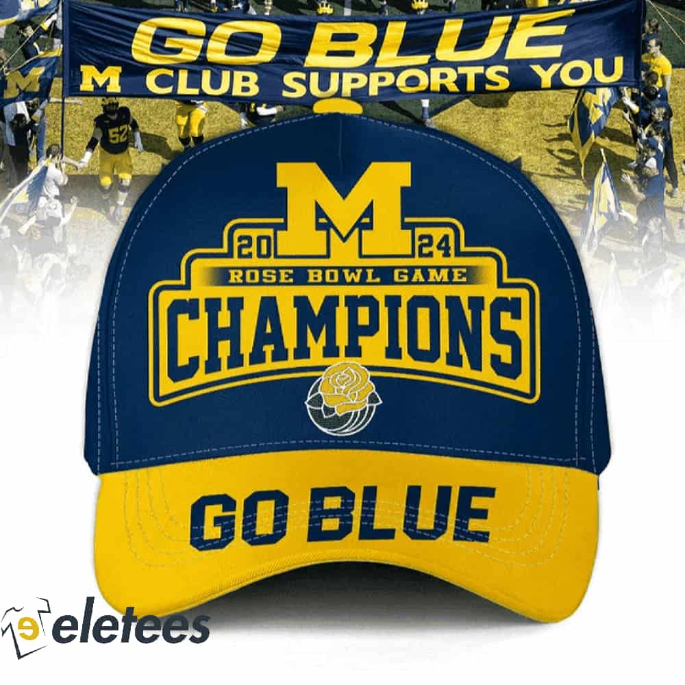 Wolverines Go Blue 2024 Rose Bowl Game Champs 3D Hat