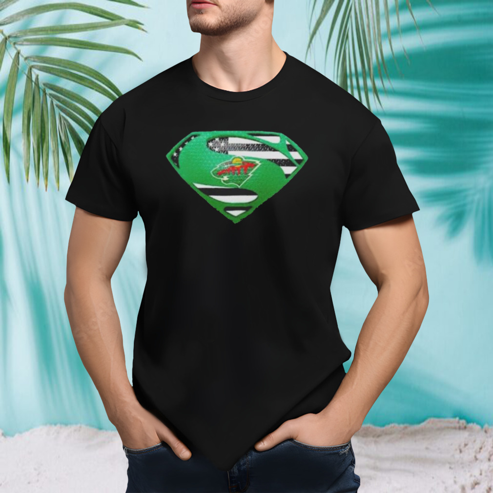 Minnesota Wild Usa Flag Inside Superman T-shirt