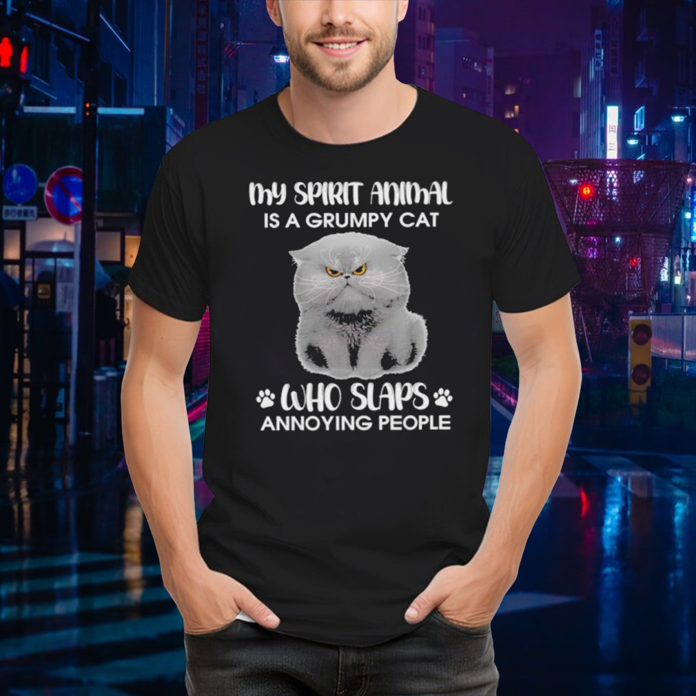 My spirit animal is a grumpy cat who slaps annoying people 2024 shirt