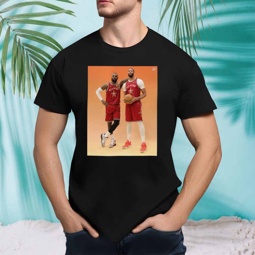 Photoshoot Fresh Dynamic Duo Lebron James-the King And Anthony Davis-ad Of Los Angeles Lakers In Nba All-star 2024 T-shirt