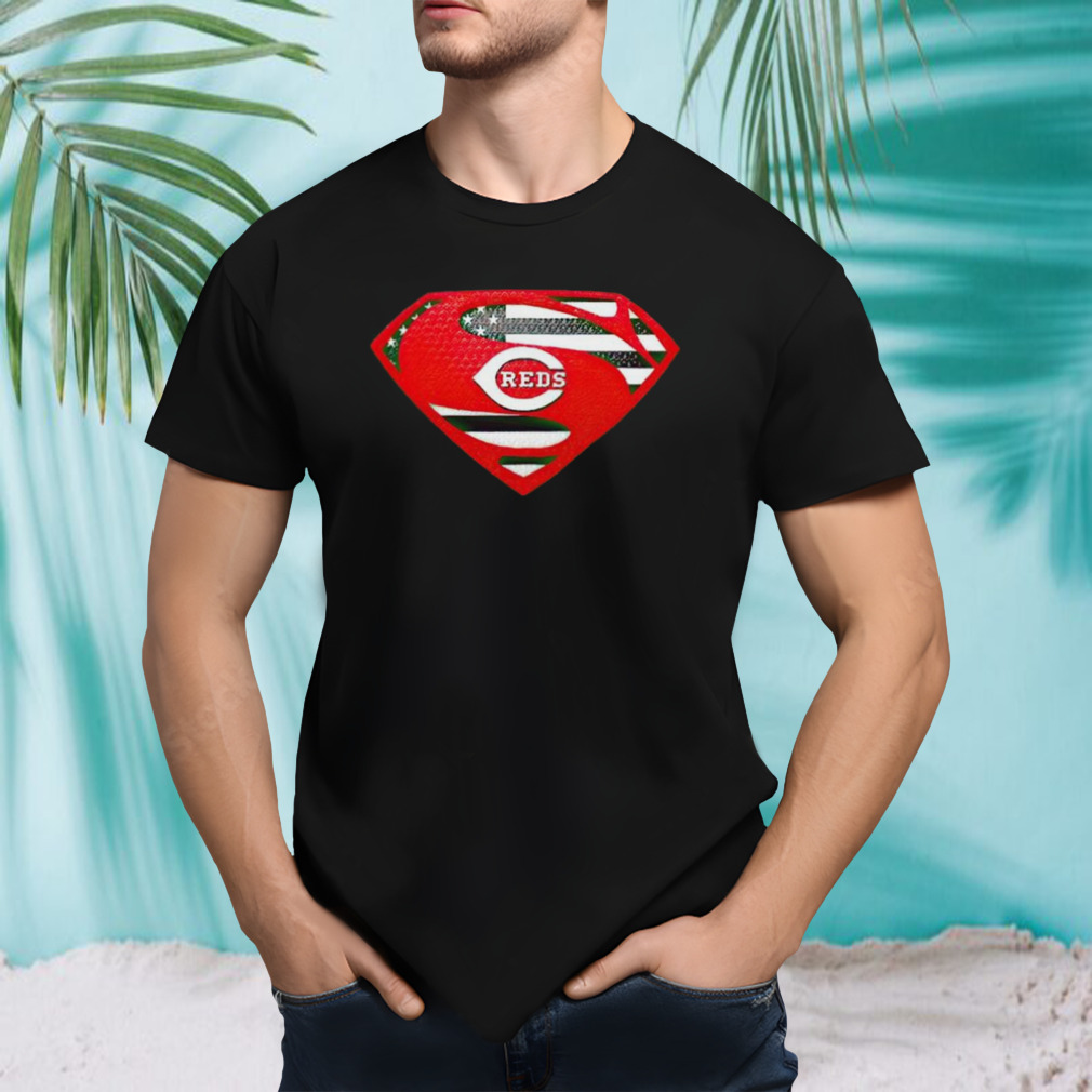 USA Flag Inside Cincinnati Reds Superman shirt