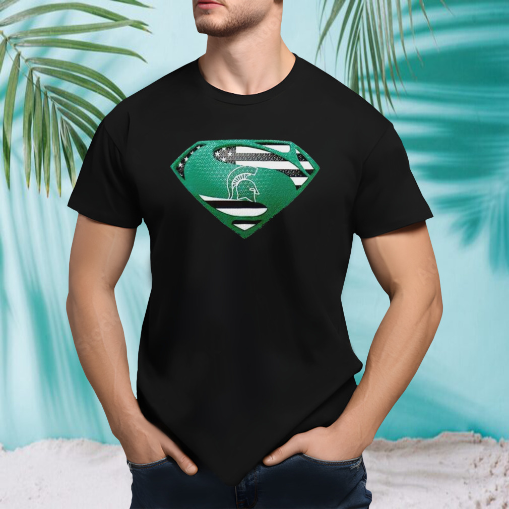USA Flag Inside Michigan State Spartans Superman shirt