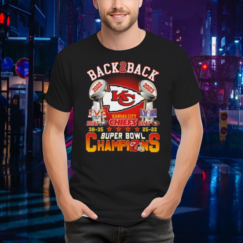 Back2back Kansas City Chiefs Philadelphia Phillies 38-35 San Francisco 49er 25-22 Super Bowl Champions T-shirt
