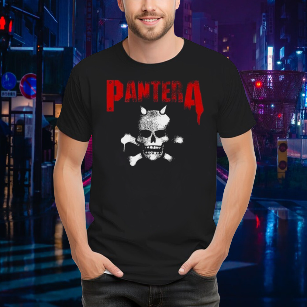Pantera Horned Skull Stencil T-Shirt