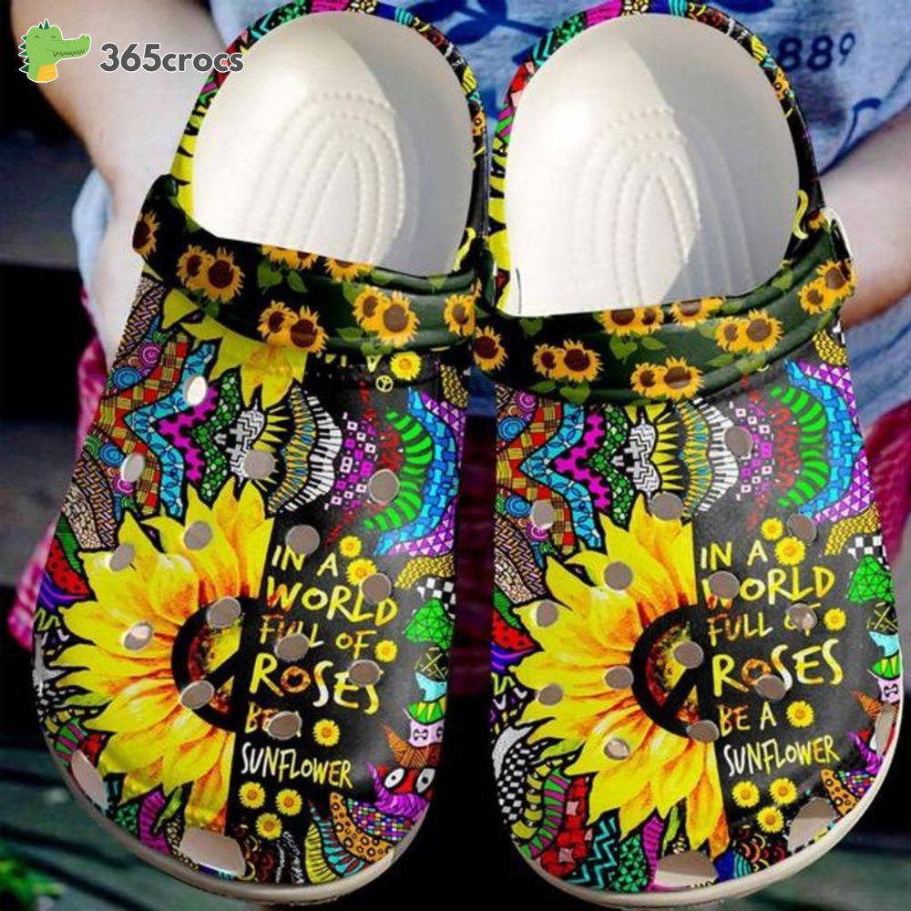 A Sunflower Hippie Croc Shoes Be A Sunflower Shoes Friend For Holiday Crocs Clog Shoes