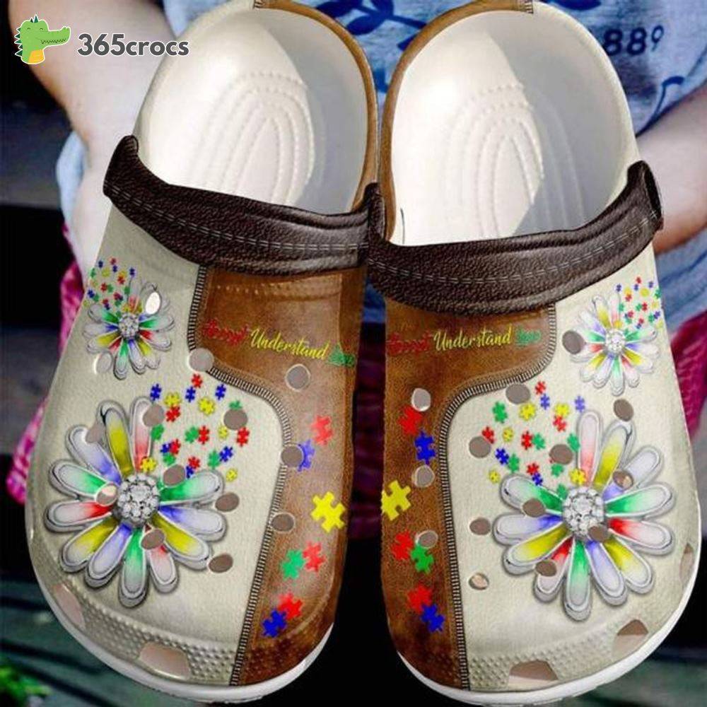 Accept Understand Love Autism Awareness Sunflower Puzzle Funny Christmas Crocs Clog Shoes