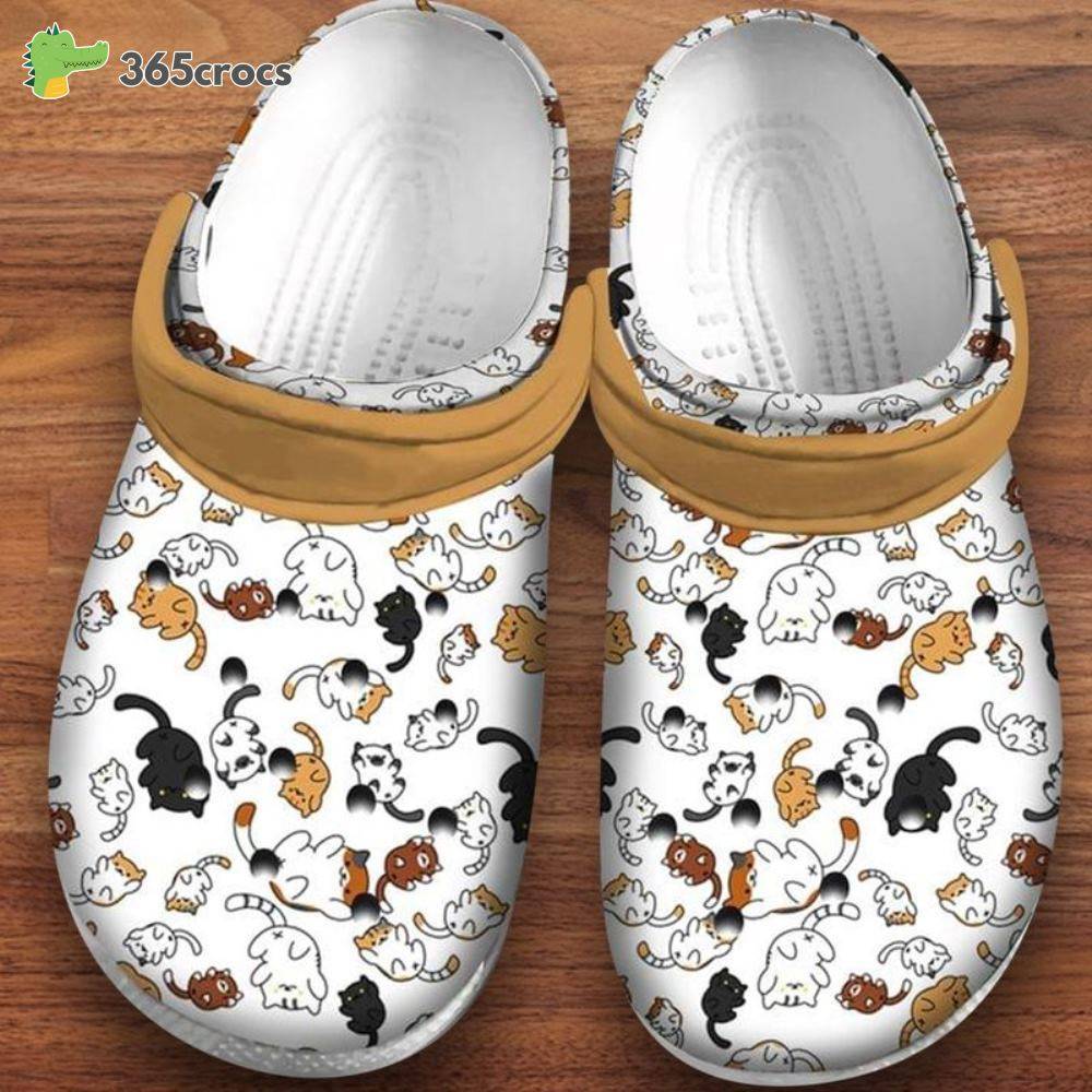 Adorable Cats Pattern Band Clog, Cute Chibi Catss, Gift For Friend Crocs Clog Shoes