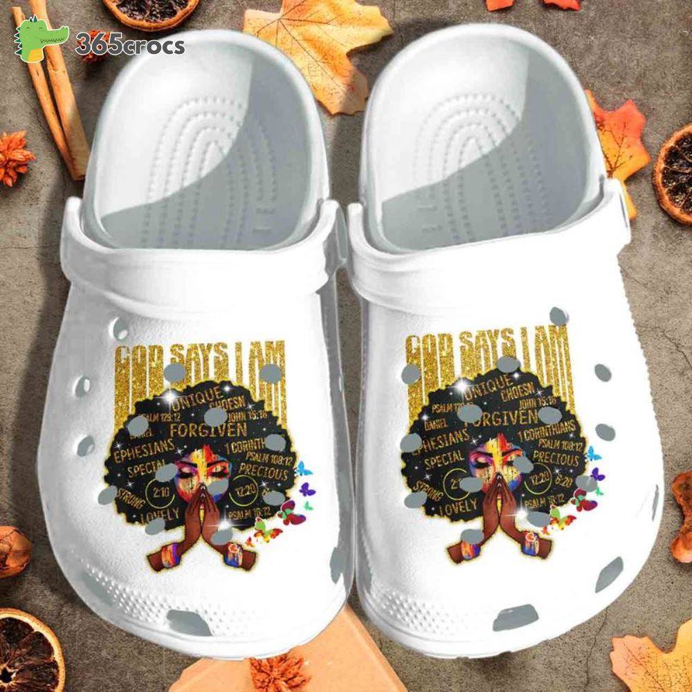 African God Say I Am For Women Shoes Gold Black Girl Magic Juneteent Outstanding Girlfriend Crocs Clog Shoes